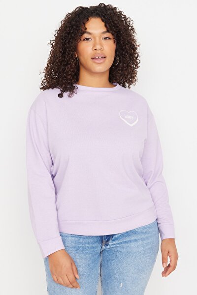 Plus Size Sweatshirt - Purple - Relaxed fit