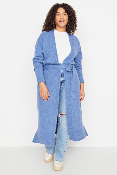 Plus Size Cardigan - Blue - Oversize
