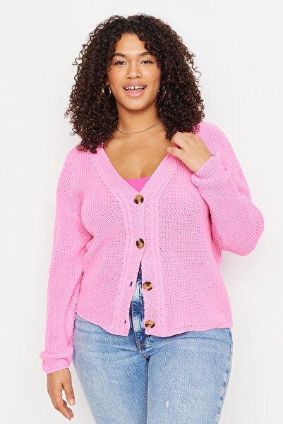 Plus Size Cardigan - Pink - Relaxed fit