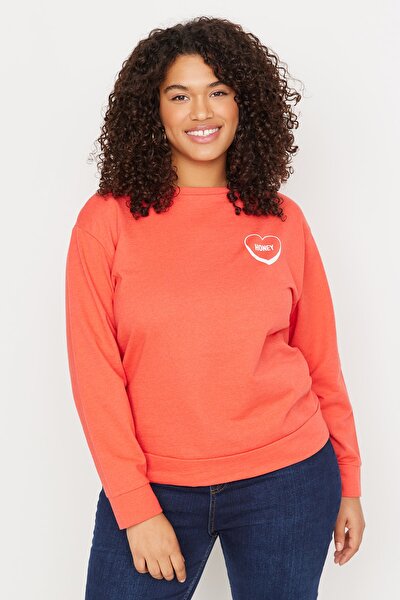 Plus Size Sweatshirt - Pink - Fitted