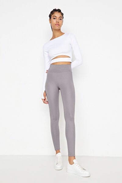 Sports Leggings - Gray - High Waist