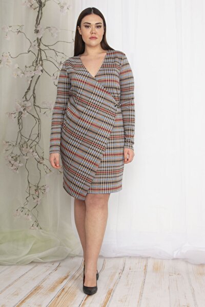 Plus Size Dress - Multi-color - Wrapover