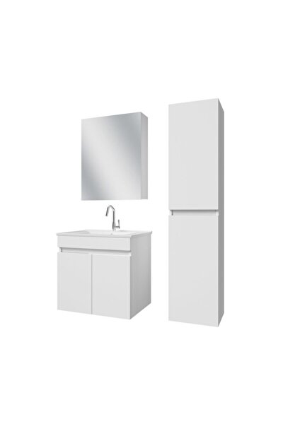 banos al3 ayaksiz 2 kapakli lavabolu beyaz mdf 65 cm banyo dolabi aynali ust dolabi fiyati yorumlari trendyol