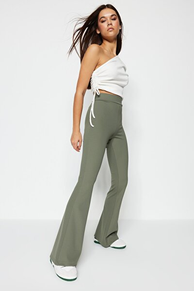 Trendyol Collection Pants - Khaki - Flare - Trendyol
