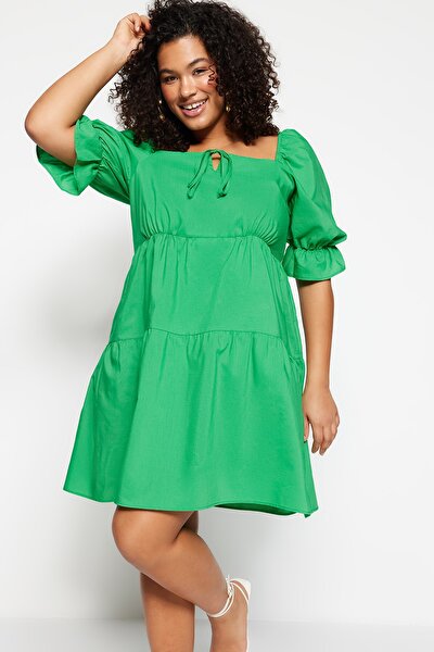 Plus Size Dress - Green - Skater