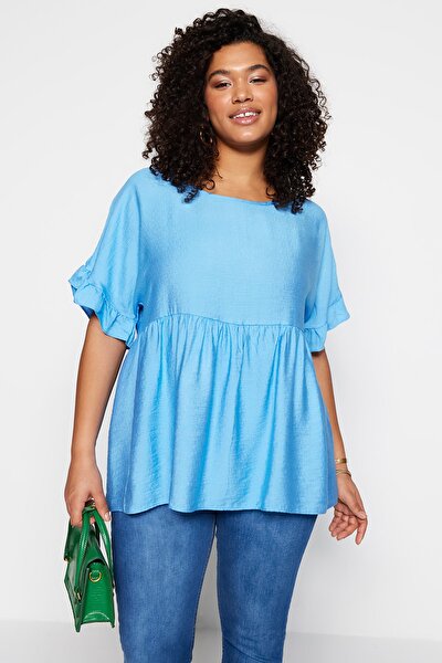 Große Größen in Bluse - Blau - Oversized