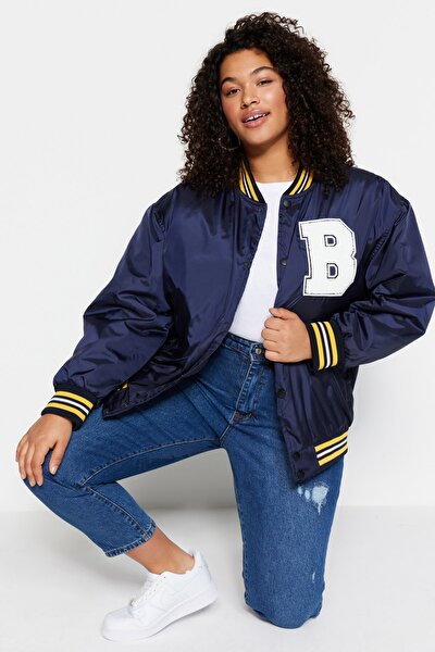 Plus Size Winterjacket - Navy blue - Bomber jackets