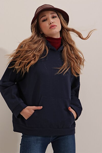 Sweatshirt - Dunkelblau - Oversized
