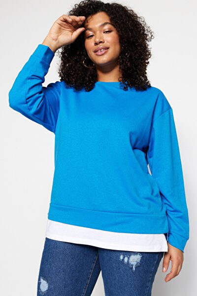 Plus Size Sweatshirt - Blue - Oversize