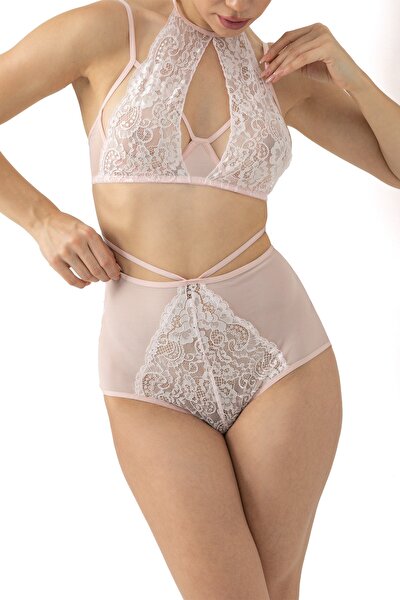 Sexy Unterwäsche-Set - Rosa - Lochmuster