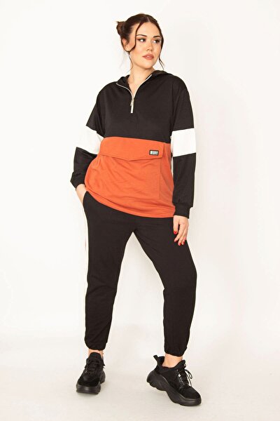 Plus Size Sweatsuit Set - Orange - Regular fit