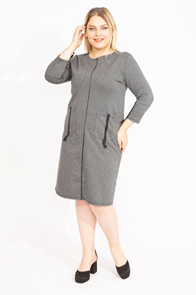 Plus Size Dress - Gray - A-line