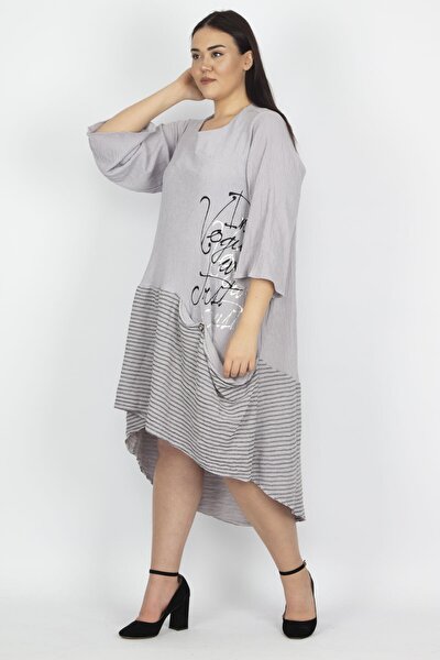 Plus Size Dress - Gray - Wrapover