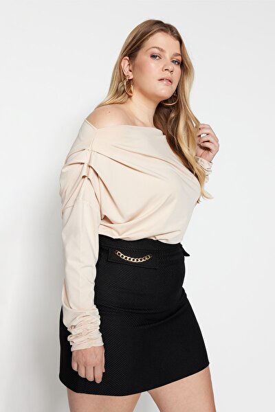 Plus Size Blouse - Beige - Relaxed