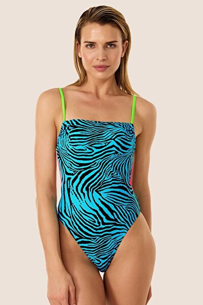 Monokini - Blau - Animal Print