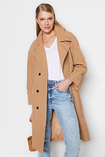 Trendyol Collection Trench Coat - Brown - Double-breasted - Trendyol
