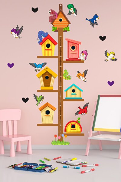 Sevimli Kuş Evleri Boy Cetveli Çocuk Odası Sticker