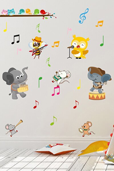 Şarkı Söyleyen Ve Müzik Yapan Hayvanlar Duvar Stickeri