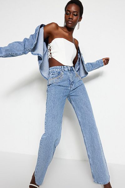 Jeans - Blue - Wide leg