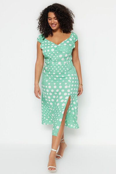 Plus Size Dress - Green - A-line