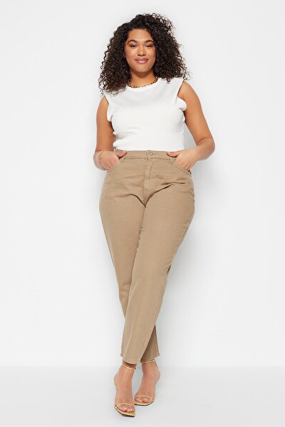 Plus Size Jeans - Brown - Mom