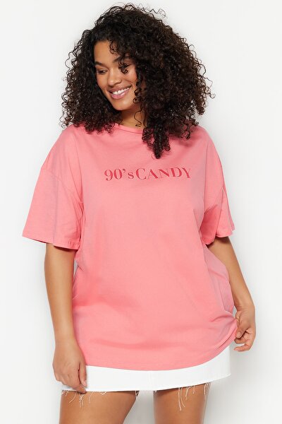Plus Size T-Shirt - Pink - Oversize