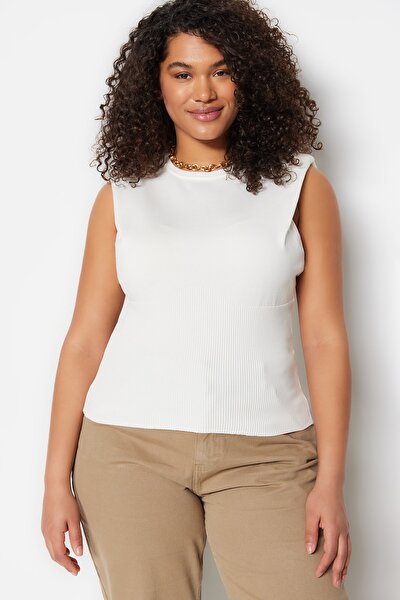 Plus Size Blouse - White - Fitted