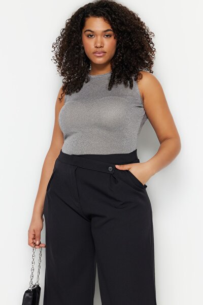 Plus Size Blouse - Gray - Fitted