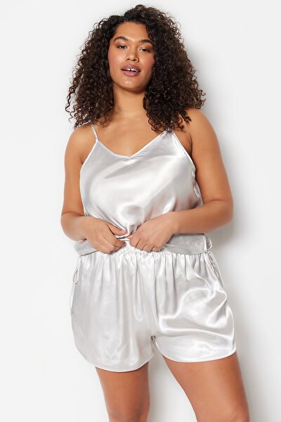 Große Größen in Pyjama-Set - Beige - Unifarben