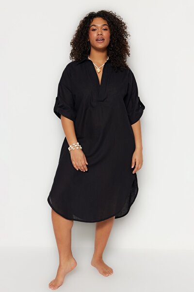 Plus Size Dress - Black - Shift