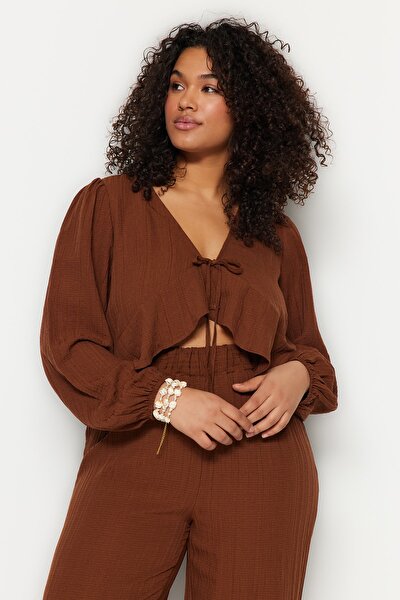 Große Größen in Bluse - Braun - Relaxed Fit