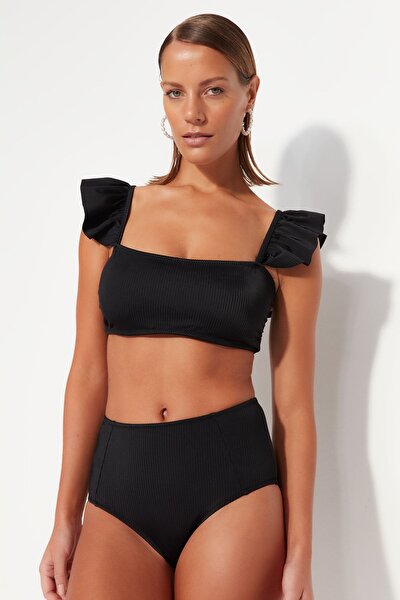 Bikini-Hose - Schwarz - Strukturiert
