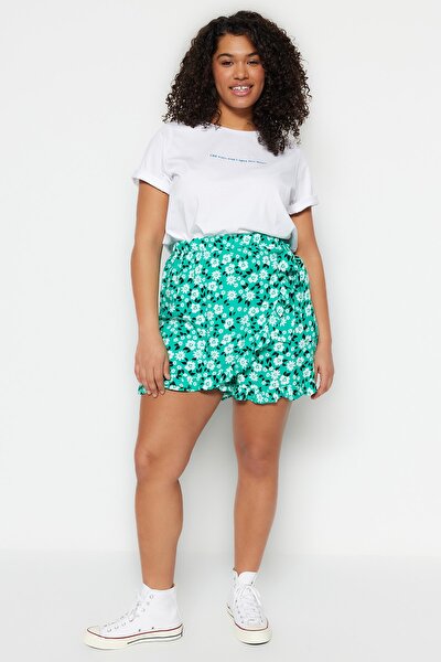 Plus Size Shorts & Bermuda - Green - Normal Waist