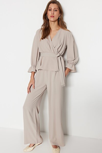 Bluse - Beige - Figurbetont