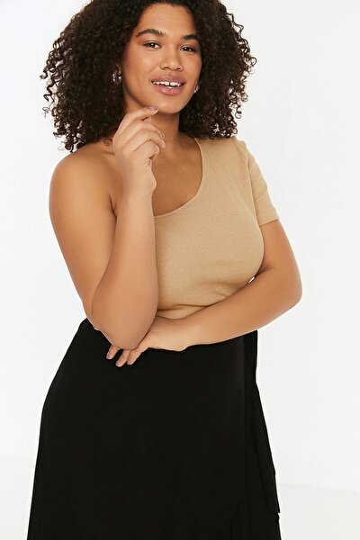 Plus Size Blouse - Beige - Fitted