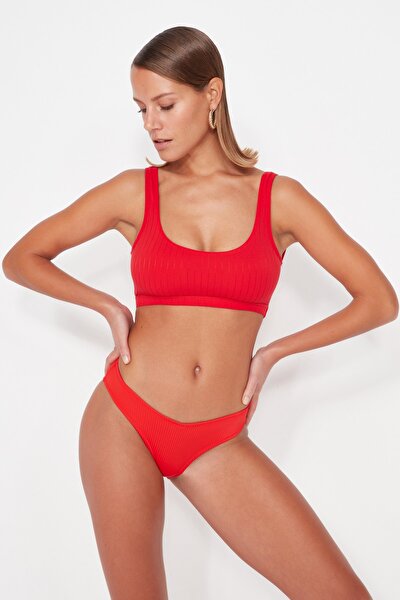 Bikini-Hose - Rot - Strukturiert