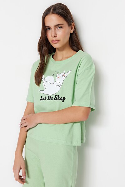 Pyjama - Grün - Mit Slogan