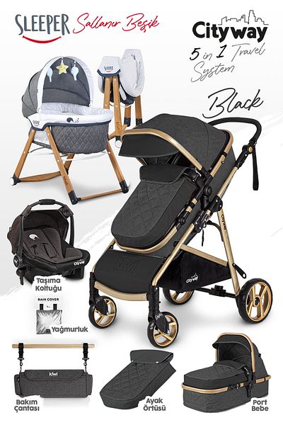 Kiwi 6 In 1 Yenidogan Set City Way Bebek Arabasi Ve Sleeper Sallanabilir Besik Siyah Fiyati Yorumlari Trendyol