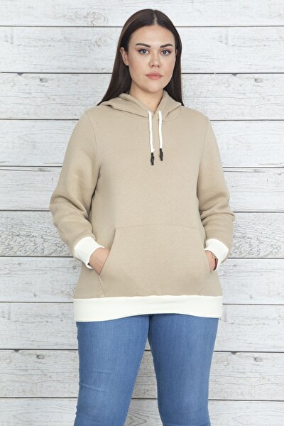 Plus Size Sweatshirt - Beige - Regular fit