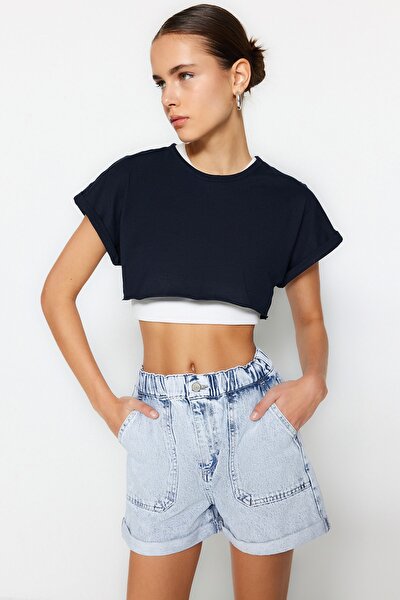 Shorts - Blau - Hoher Bund