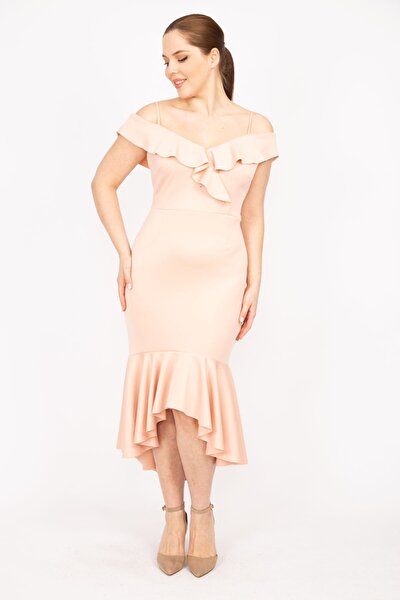 Große Größen in Abendkleid - Rosa - Wickelschnitt