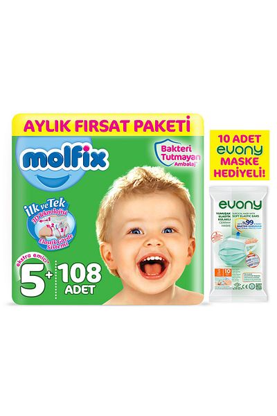 molfix bebek bezi 5 beden junior plus aylik firsat paketi 108 adet fiyati yorumlari trendyol