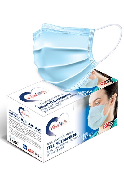 vheal med medikal maske 3 katli meltblown filtreli burun telli full ultrasonik beyaz 50 adet fiyati yorumlari trendyol