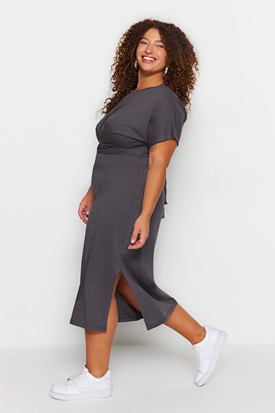 Plus Size Dress - Gray - Jersey dress