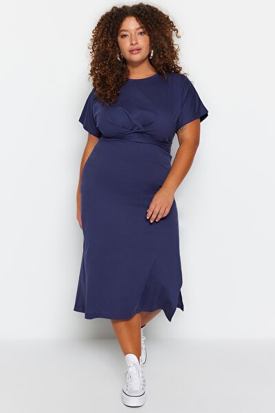 Plus Size Dress - Blue - Jersey dress