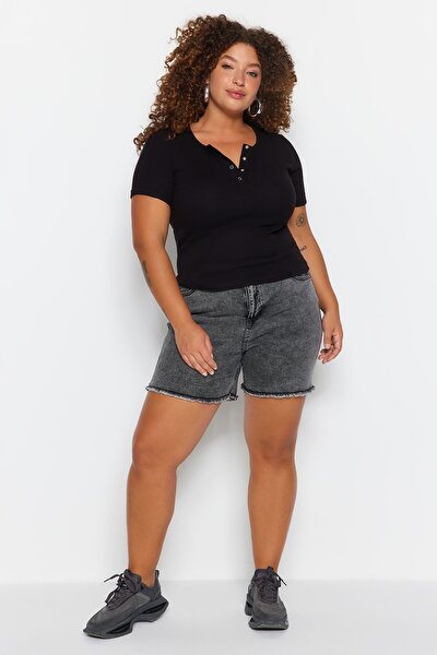 Plus Size Shorts & Bermuda - Gray - Normal Waist