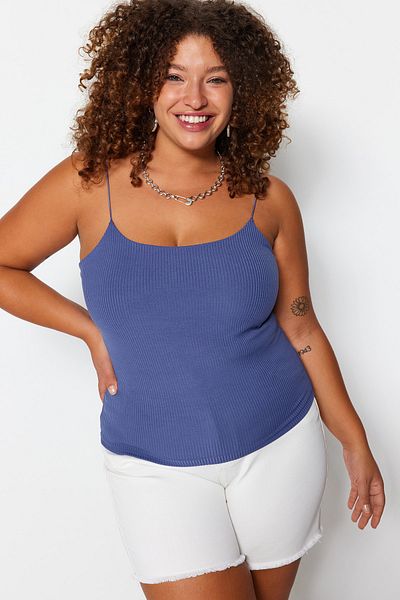 Plus Size Blouse - Blue - Fitted
