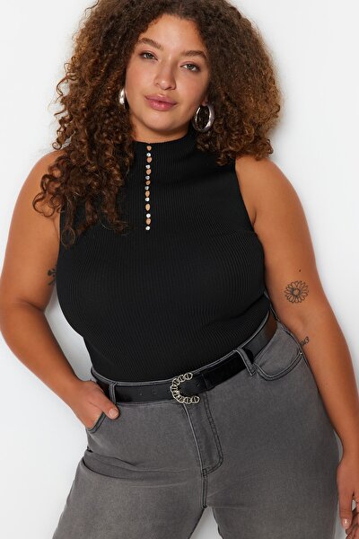 Plus Size Blouse - Black - Fitted