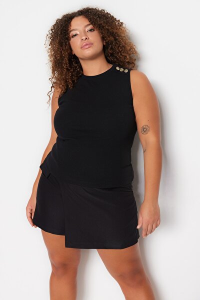 Plus Size Blouse - Black - Fitted