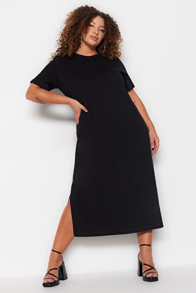 Plus Size Dress - Black - Shift